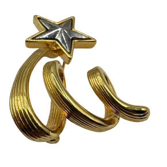 Anne Klein Shooting Star Brooch Pin Gold Tone Rising Star Vintage Swirl - Picture 2 of 10